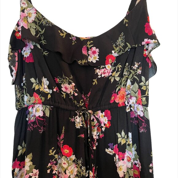 TORRID Black/Pink Floral Spaghetti Strap High-Low Sundress - Size 3 - Picture 2 of 9
